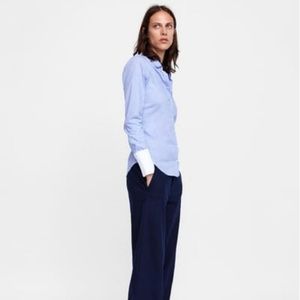 Zara Button-Up Shirt with Contrasting Cuffs